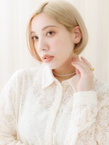 カバーヘア ブリス 戸田公園西口店(COVER HAIR bliss)&nbsp;透明感ホワイトブロンド金髪切りっぱなしボブY戸田公園20代30代