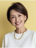 ５０代/白髪ぼかしハイライト/レイヤーボブ/ショート