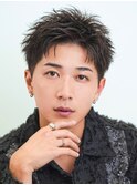 ビジネスメンズショートリクルート七三かき上げヘアツーブロック