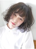 アンニュイウェーブボブ/オリーブベージュ