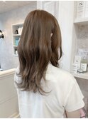 福山市美容室Caary人気 透け感ミルクティーミントベージュカラー