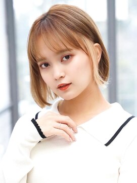 アグ ヘアー シェリー 近江八幡店(Agu hair cherie) 《Agu hair》ヌーディーベージュ×ワンポイントボブ