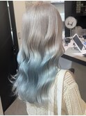 K135_ホワイトベージュ×ペールブルー ブリーチ3回~