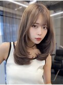 抜け感レイヤーカットワンカールミディアム/グレージュ学割U24