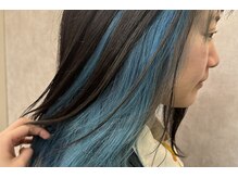 ネイビーアクアブルー×インナーカラー