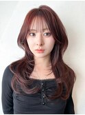 顔周りレイヤーロングウルフレイヤー前髪カット_F20881