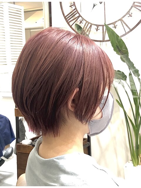 【モテ髪ピンクヘア】◇ラベンダーピンク×丸みショートヘア