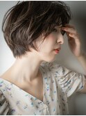 暗髪抜け感 くせ毛風大人ショートボブ203y志木30代40代50代