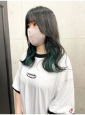 【Anli☆岩瀬萌】インナーカラー ターコイズブルー ヨシンモリ