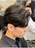 渋谷フェザーパーマシャドウパーマ緩め刈り上げセンターパート