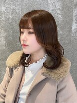 ピークアブー 原宿ハラカド(PEEK-A-BOO) 小顔ミディアムレイヤー顔まわりカットベージュブラウンヘア