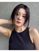 レイヤーカットロングレイヤーカット暗髪ラベンダーグレイ