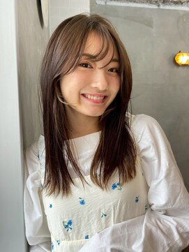 ロア ヘアーコーディネート 三条烏丸店(LoRE hair coordinate) ミルクティーグレージュアプリコットオレンジハイライトカラー