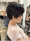 レイヤーボブハイライトカラーミルクティーベージュ