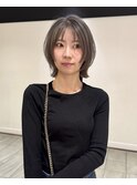 顔まわりレイヤーくびれボブ×グレージュ
