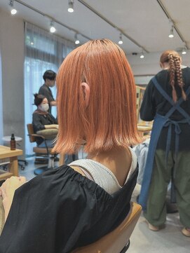 クラップス 上大岡(CLAPS) ペールオレンジ/ハイトーン/切りっぱなし/ボブ【2ブリーチ】