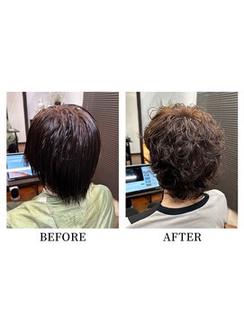 ヘアーメイク クーラ 行橋店(Hair make CURA) 大人男性ナチュラルパーマビジカジ清潔感アッシュブラウン