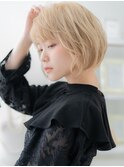 ハイトーンカラー斜めバング小顔ボブパーマc5越谷10代20代30代