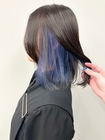 モリオ(morio)&nbsp;＊インナーカラーブルーナチュラルボブディ前髪なし30代40代1