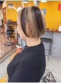 白髪もぼかせる！ベージュ×ブラウンのコントラストカラー