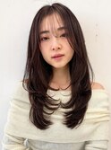 透明感髪質改善カラー◎モカブラウン韓国風レイヤー夏カラー