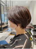 顔型別ヘアスタイル特集/マロンベージュ/Aラインボブ/銀座一丁目