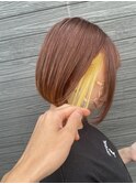 20代、30代のインナーイエロー×ボブ