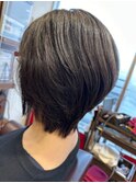 黒髪透明感小顔ショートレイヤーカット20代30代