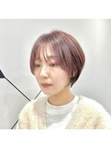 乾かして丸くなるショート/丸みショート/前髪/ベージュカラー