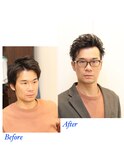 30代40代ビジネスツーブロックアイロンパーマアップバング理容室