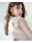 小顔レイヤーカット透け感バングセンター分ミルクティーベージュ