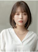 20代30代大人かわいい斜めバングデザインカラーシルキーベージュ