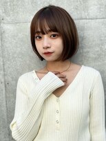 イヴォーク トーキョー(EVOKE TOKYO) 韓国小顔ボブヘアワイドバング透明感ブラウンベージュカラー