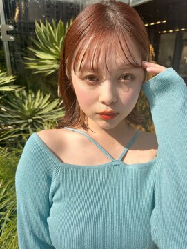 バイオレット 横浜店(Violet) ワイドシースルーバングインナーカラーオレンジブラウン