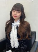 韓国ヘア/ブラウンカラー/シースルーぱっつん