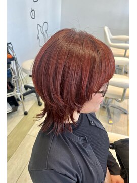 ヘアークラフト アニー 南郷18丁目店(HAIR CRAFT Annie) オレンジカラー×ウルフ