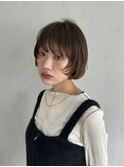 【ブリーチなしのダブルカラー】オリーブベージュ+ミニボブ