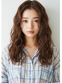 #磐田　ふわふわパーマ×シナモンブラウン