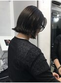 切りっぱなしボブ外ハネ前髪パーマS字パーマ
