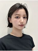 顔周りレイヤーカットグレージュカラーくびれボブショートカット