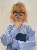オレンジカラー×レイヤーカット