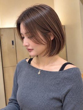 トリッカ シブヤ(TRICCA SHIBUYA) 丸みボブ/顔まわりレイヤー/ショコラベージュ/似合わせカット