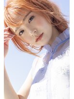 ヘアーサロンデフォーエバールークス(hairsalon de Forever Lux)&nbsp;【Forever Lux齋藤】　外ハネボブネオウルフ　オレンジベージュ