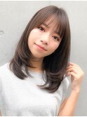 20代 30代 ◎ 厚めバング アッシュブラウン 毛先パーマ 小顔
