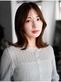 ☆フェミニンロング大人かわいいぱっつん前髪レイヤーカット小顔