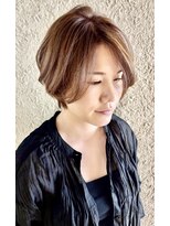 ハートボックス 四谷店(Heart box) 襟足スッキリ前下がりボブ/ハイライトベージュ