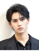 フェザーパーマ黒髪人気耳掛けニュアンスパーマ