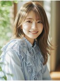 抜け感ウェーブ×ベージュグレージュ