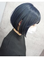 ヘアテリア リュウ 大塚(hair teria ryu) ネイビーブルー×あご下レングスミニボブ