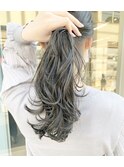 ブリーチなしカラー　暗髪ヘア　グレージュ　ラベンダーアッシュ